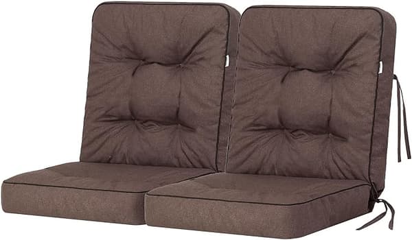 Bankdyna för trädgårdsmöbler, sittdyna inomhus/utomhus - Brun - 120 cm (2 x 60 cm)