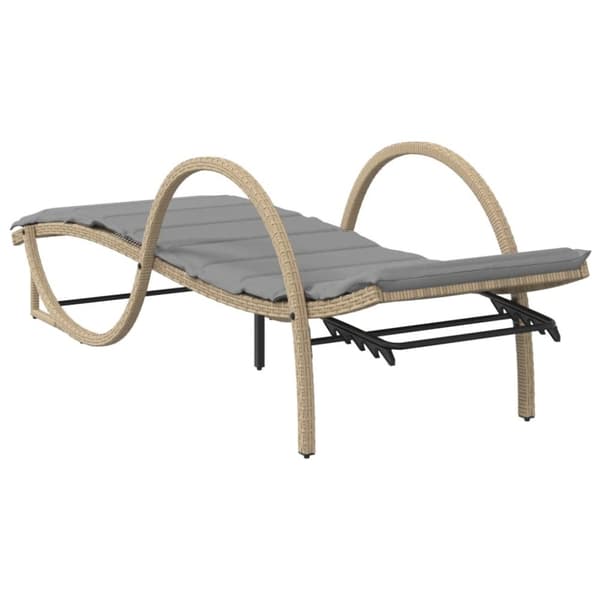 vidaXL Solsäng med dyna beige 60x199x42 cm konstrotting