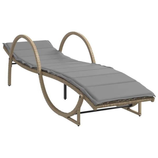 vidaXL Solsäng med dyna beige 60x199x42 cm konstrotting