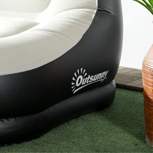 Rootz uppblåsbar stolset - Air Chair - Outdoor Lounger - Ergonomisk design - Slitstark plast - Bekväm mugghållare - 125cm x 100cm x 87cm - Ljusgrå + S