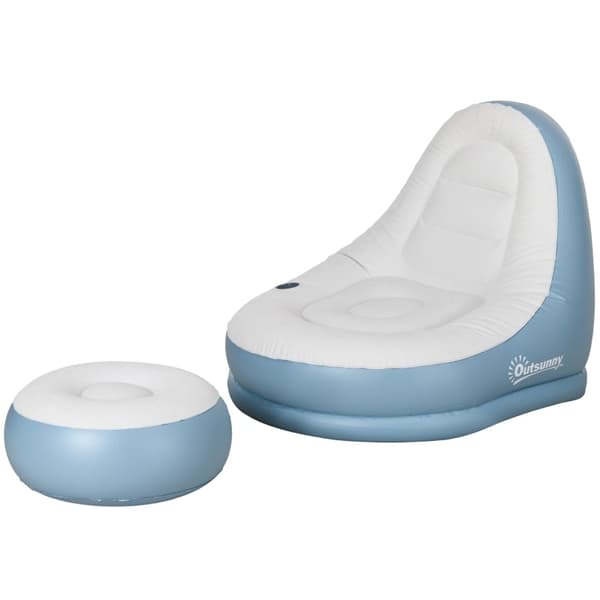 Rootz oppustelige stolesæt - Air Chair - Udendørs liggestol - Ergonomisk design - Holdbar plastik - Praktisk kopholder - 125cm x 100cm x 87cm - Hvid +