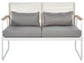 Miniatyrbild 8 av 11: Trädgårdsuppsättning Vit Stål med Grå Dynor Loungegrupp 4-sits Uppsättning Bord Modern