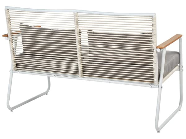 Trädgårdsuppsättning Vit Stål med Grå Dynor Loungegrupp 4-sits Uppsättning Bord Modern