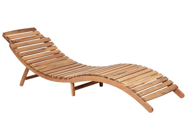 Solstol Ljust Akaciaträ Grå Dyna Lameller Hopfällbar Funktion Böjd Form Trädgård Modern Design Uteplats Balkong