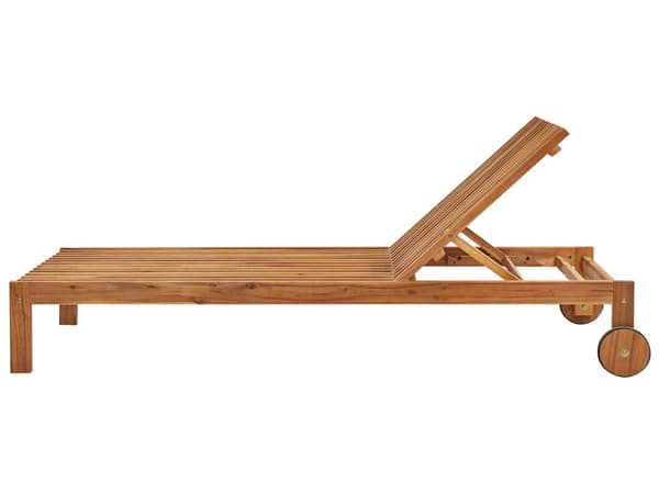 Trädgårdssolstol Ljust Akaciaträ Justerbart Ryggstöd med Inbyggda Hjul Rustik Modern Stil