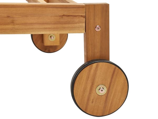 Trädgårdssolstol Ljust Akaciaträ Justerbart Ryggstöd med Inbyggda Hjul Rustik Modern Stil