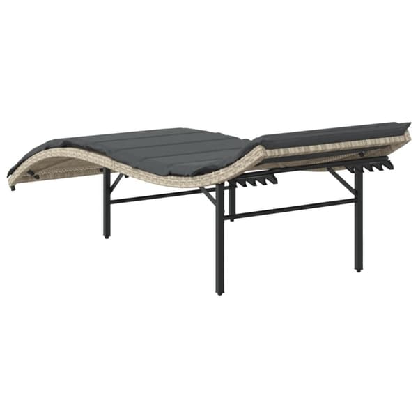 vidaXL liggestole 2 stk. med hynder polyrattan lysegrå