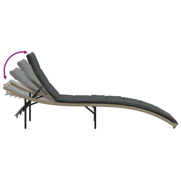 vidaXL liggestole 2 stk. med hynder polyrattan lysegrå