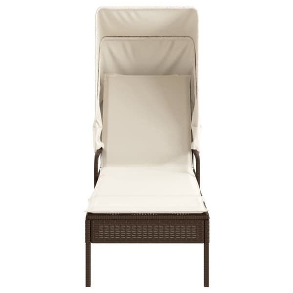 vidaXL liggestole 2 stk. med baldakiner og bord polyrattan brun