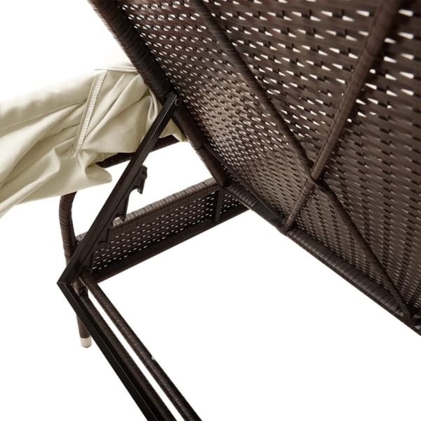vidaXL liggestole 2 stk. med baldakiner og bord polyrattan brun