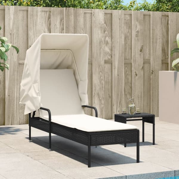 vidaXL loungesofa med baldakin polyrattan sort