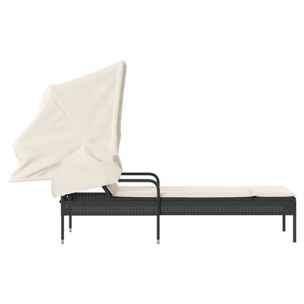 vidaXL loungesofa med baldakin polyrattan sort