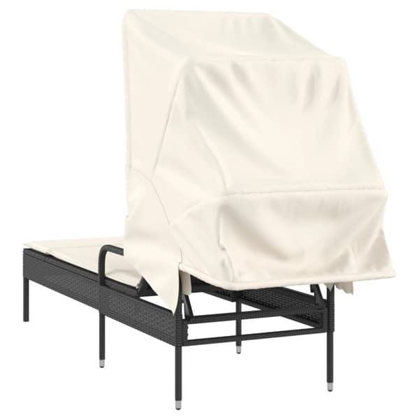 vidaXL loungesofa med baldakin polyrattan sort