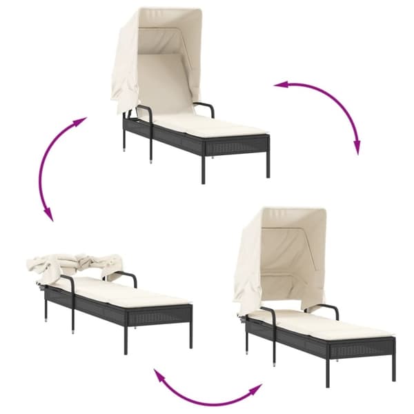 vidaXL loungesofa med baldakin polyrattan sort
