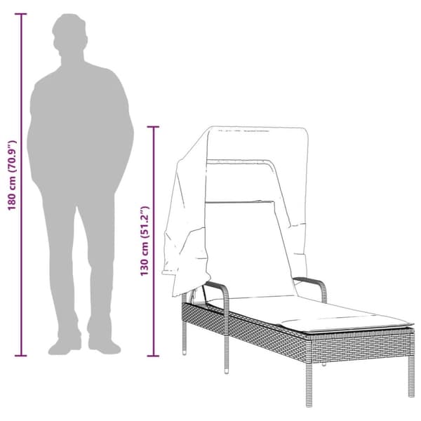 vidaXL loungesofa med baldakin polyrattan sort