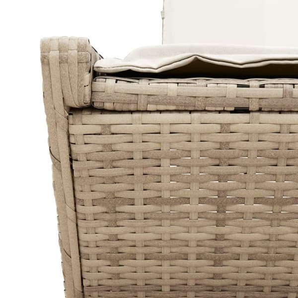 vidaXL Dubbel solsäng med dynor beige konstrotting
