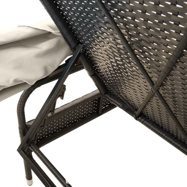 vidaXL liggestol med baldakin og bord polyrattan sort