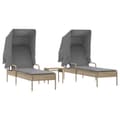 Miniatyrbillede 1 af 11: vidaXL liggestole 2 stk. med baldakiner og bord polyrattan beige