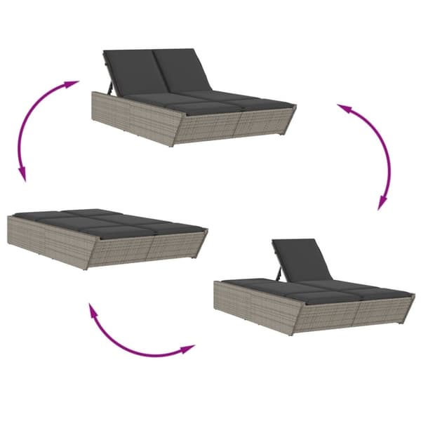 vidaXL loungesofa med hynder polyrattan grå