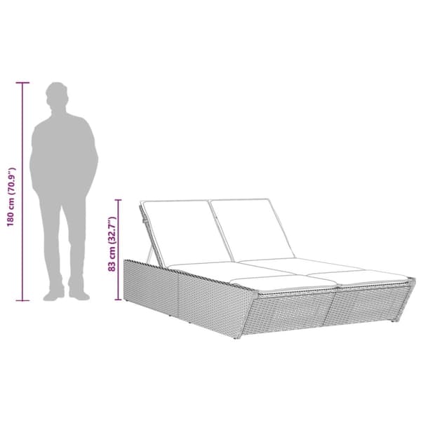 vidaXL loungesofa med hynder polyrattan grå