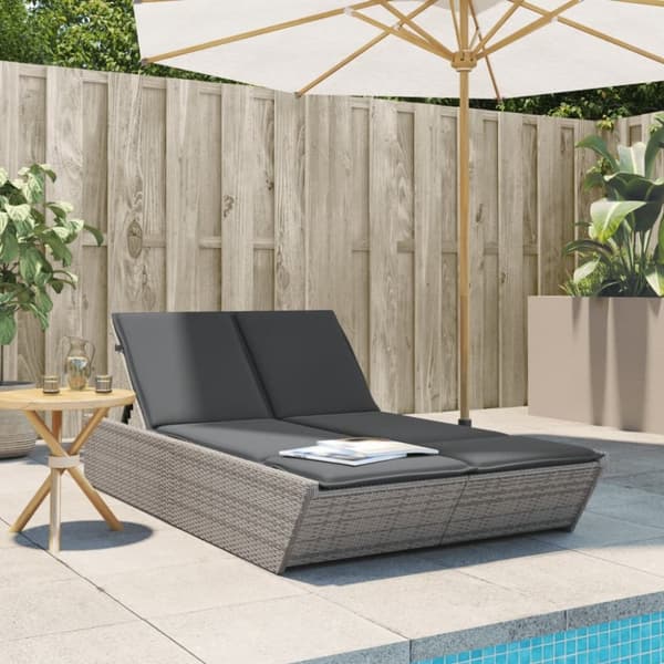 vidaXL loungesofa med hynder polyrattan grå