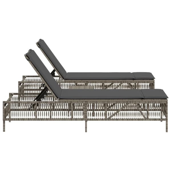 vidaXL liggestole 2 stk. med bord polyrattan grå