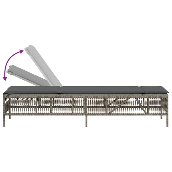 vidaXL liggestole 2 stk. med bord polyrattan grå