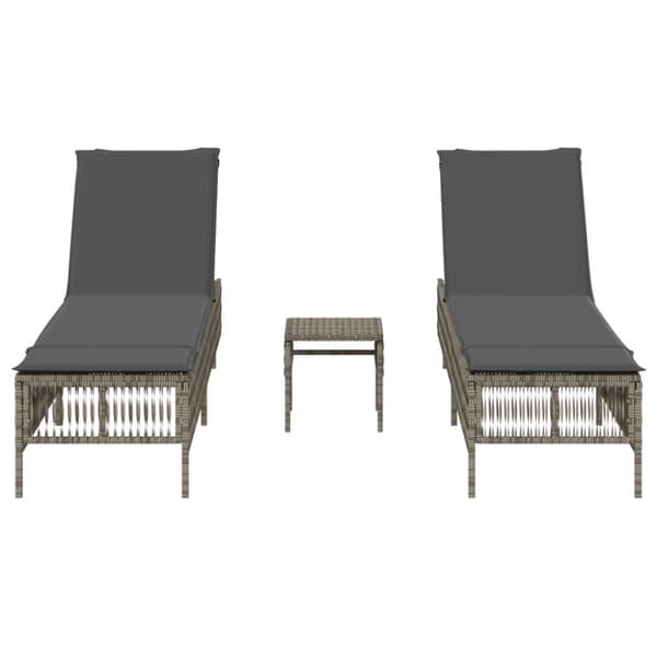 vidaXL liggestole 2 stk. med bord polyrattan grå