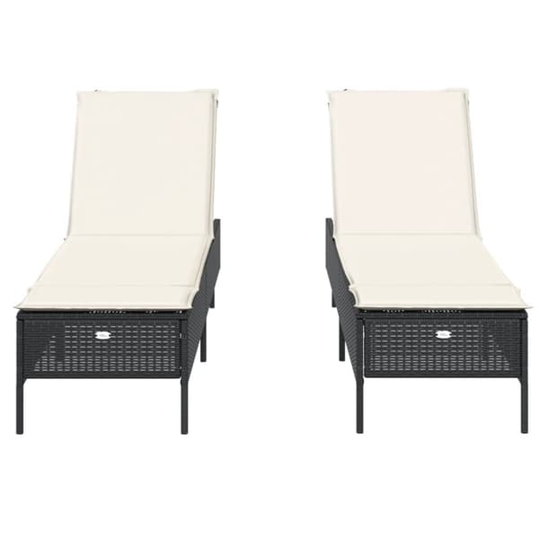 vidaXL liggestole 2 stk. med hynder polyrattan sort