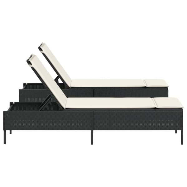 vidaXL liggestole 2 stk. med hynder polyrattan sort