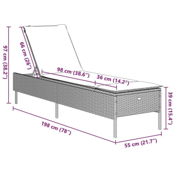 vidaXL liggestole 2 stk. med hynder polyrattan sort