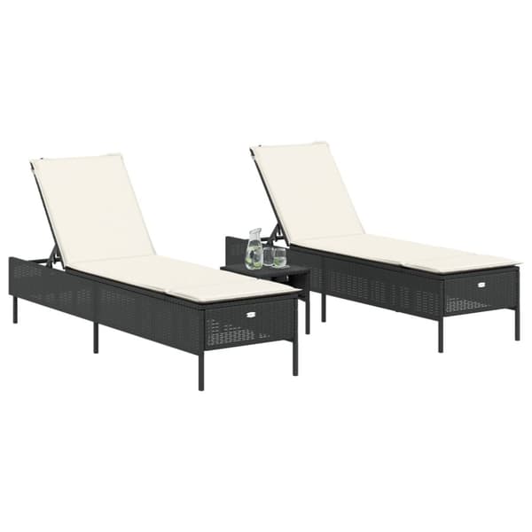 vidaXL liggestole 2 stk. med hynder polyrattan sort