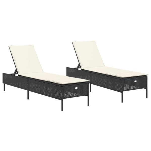 vidaXL liggestole 2 stk. med hynder polyrattan sort