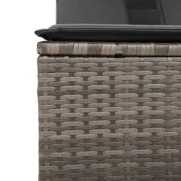 vidaXL solseng med baldakin og hynder polyrattan grå