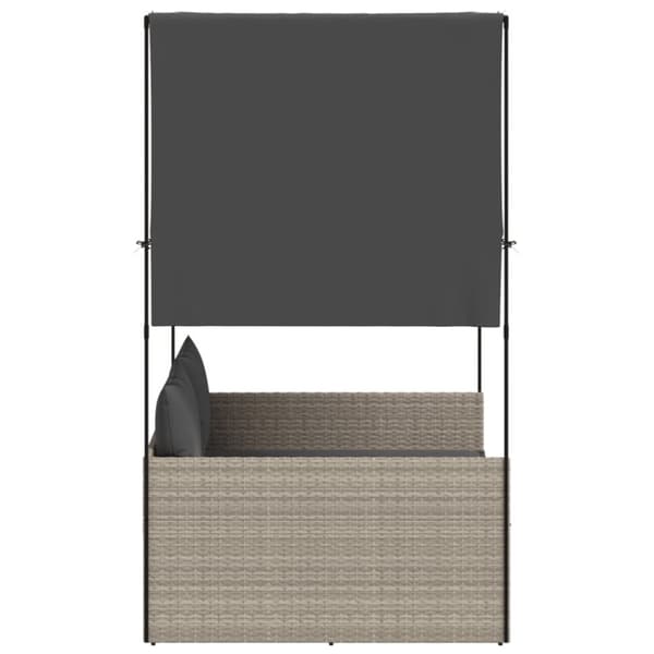 vidaXL solseng med tag og gardiner polyrattan lysegrå