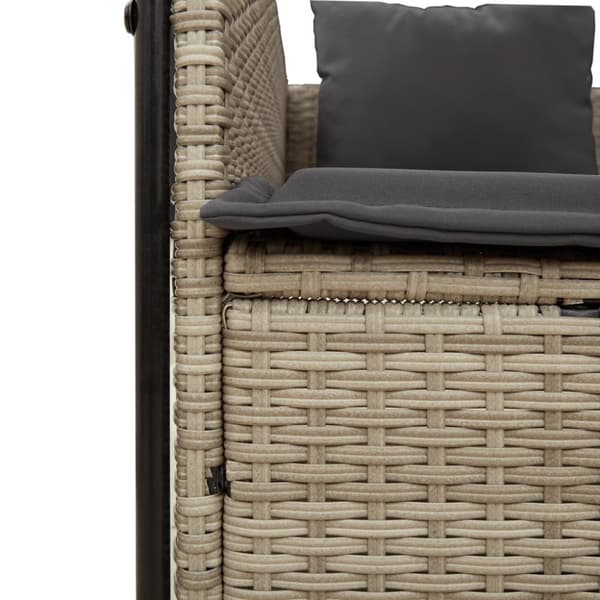 vidaXL solseng med tag og gardiner polyrattan lysegrå
