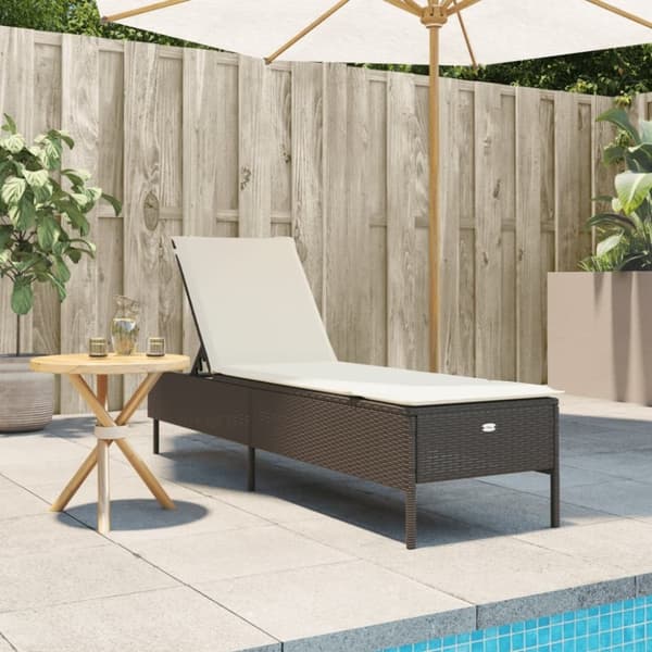 vidaXL liggestol med hynde polyrattan brun
