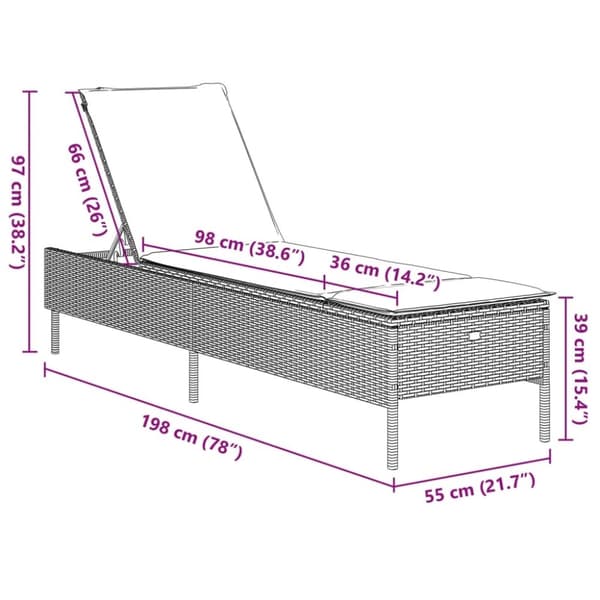 vidaXL liggestol med hynde polyrattan brun