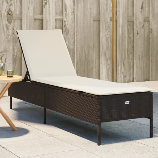 vidaXL liggestol med hynde polyrattan brun