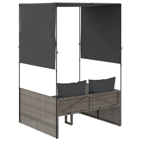 vidaXL solseng med tag og gardiner polyrattan grå