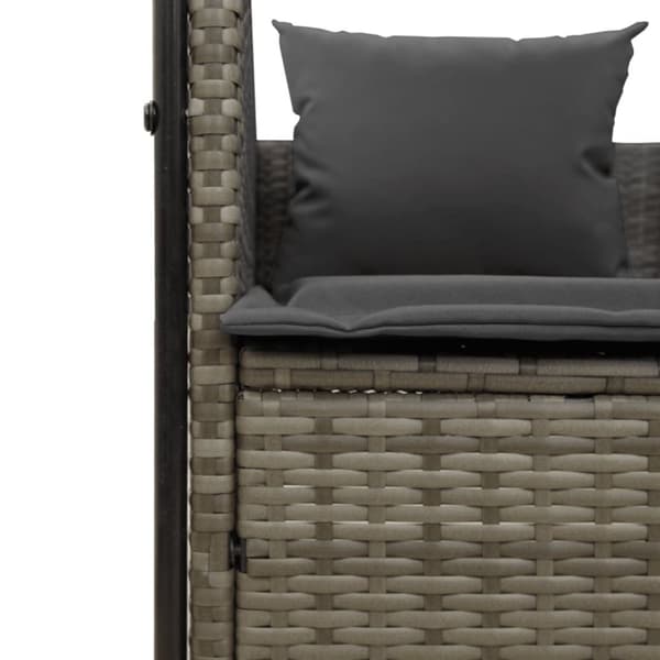 vidaXL solseng med tag og gardiner polyrattan grå