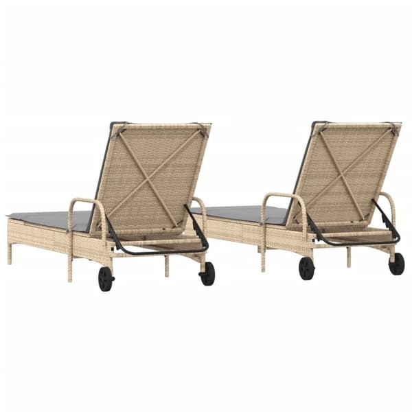 vidaXL Solsängar med dynor 2 st beige konstrotting