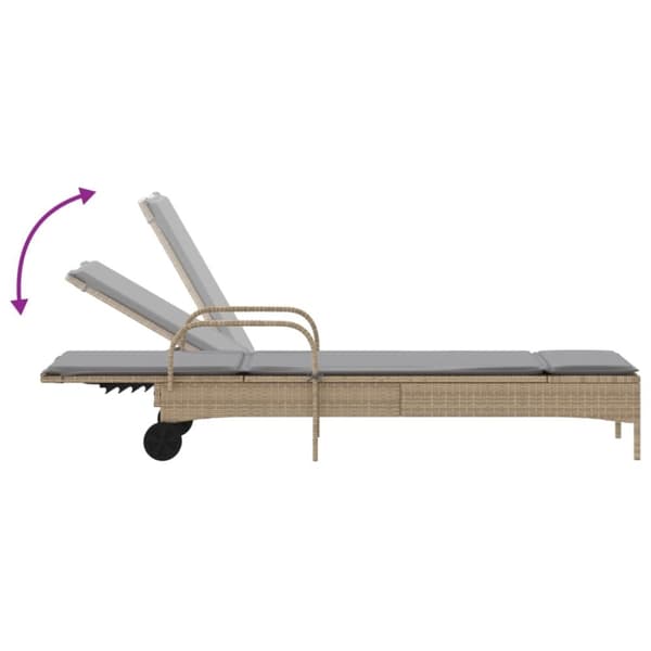 vidaXL Solsängar med dynor 2 st beige konstrotting