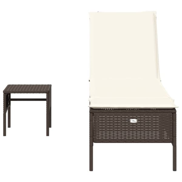 vidaXL loungesofa med bord og hynde polyrattan brun