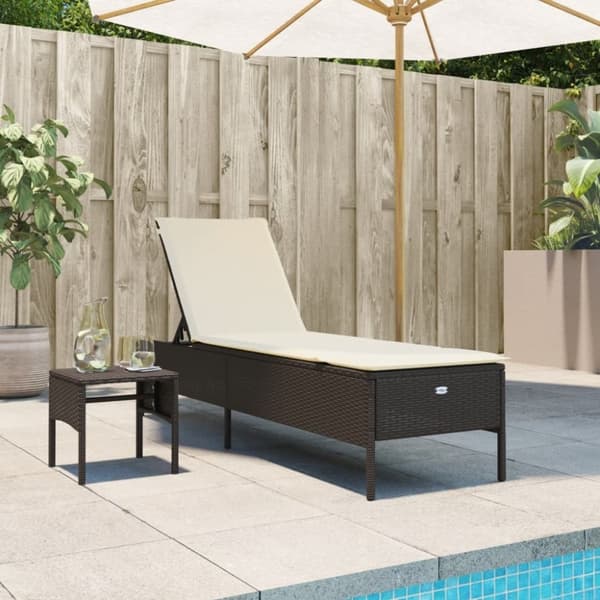 vidaXL loungesofa med bord og hynde polyrattan brun