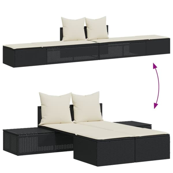 vidaXL dobbelt loungesofa med hynder polyrattan sort