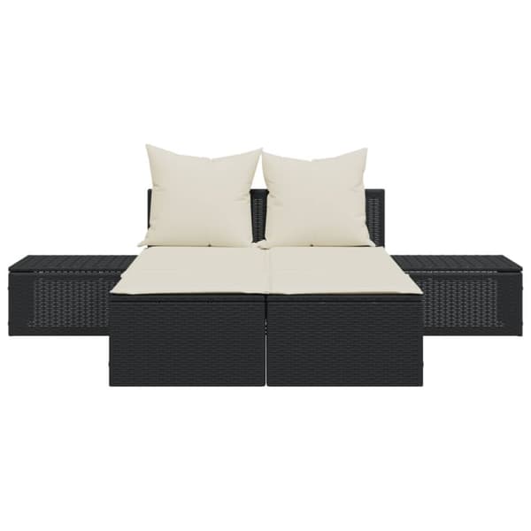 vidaXL dobbelt loungesofa med hynder polyrattan sort