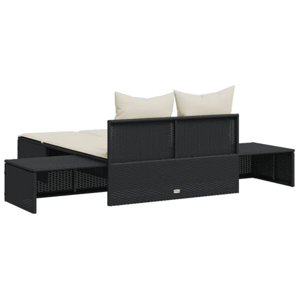 vidaXL dobbelt loungesofa med hynder polyrattan sort