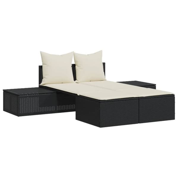 vidaXL dobbelt loungesofa med hynder polyrattan sort