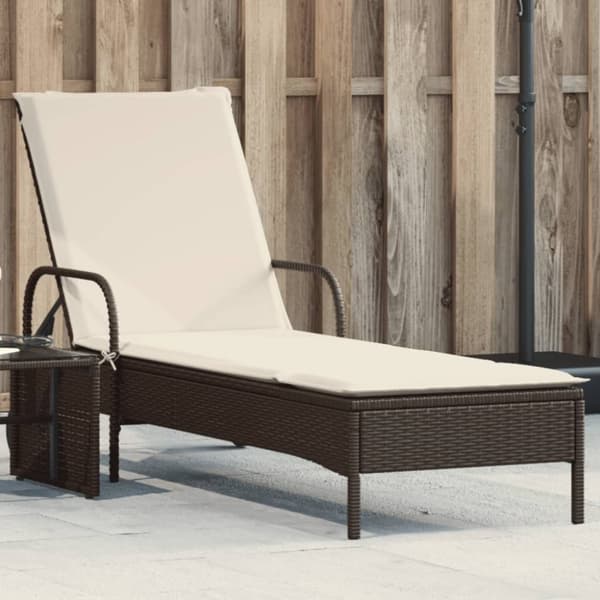 vidaXL liggestol med hjul og hynde polyrattan brun